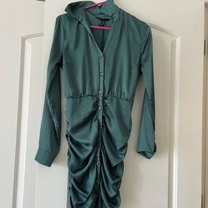 Green button up dress